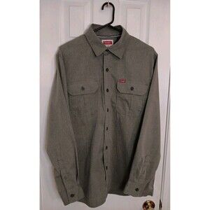 Mens Wrangler Olive Green Medium Long Sleeve Shirt Button Up